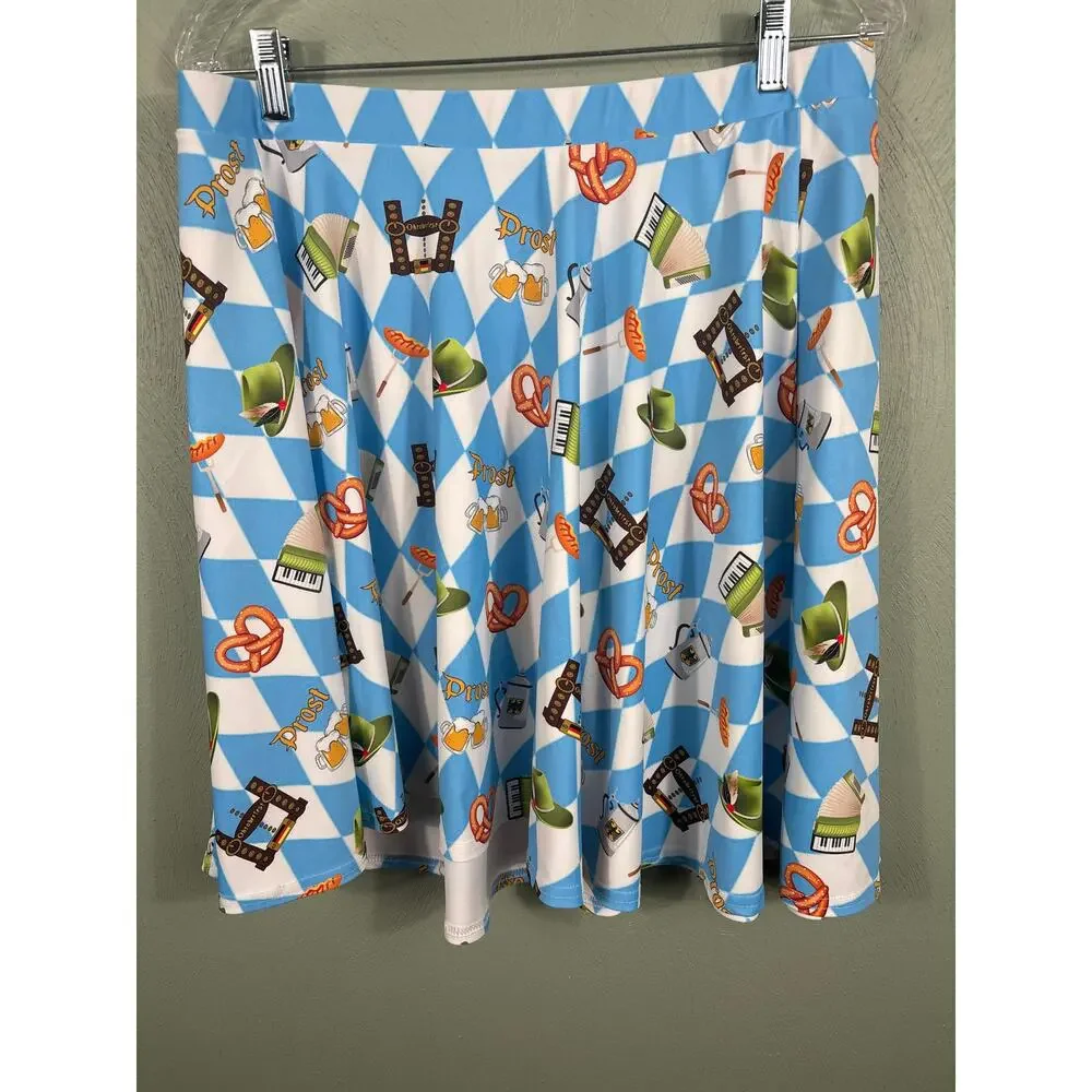 Prost Skater Skirt Women's Multicolor Oktoberfest Beer Novelty Festival Occasion